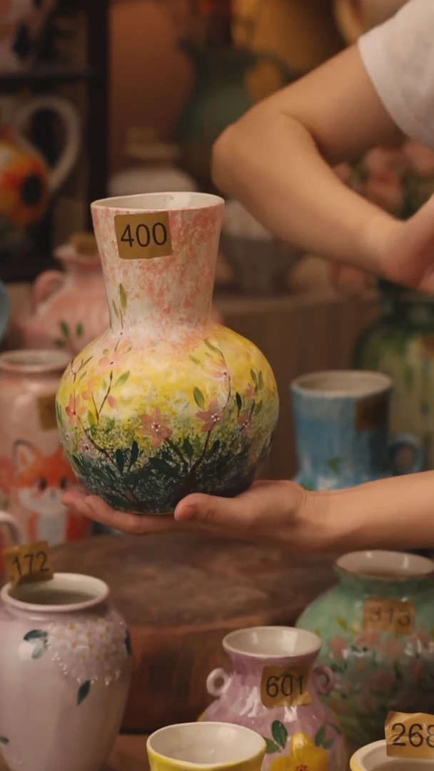 陶瓷400景德镇设计师手作花器摆件侘寂风