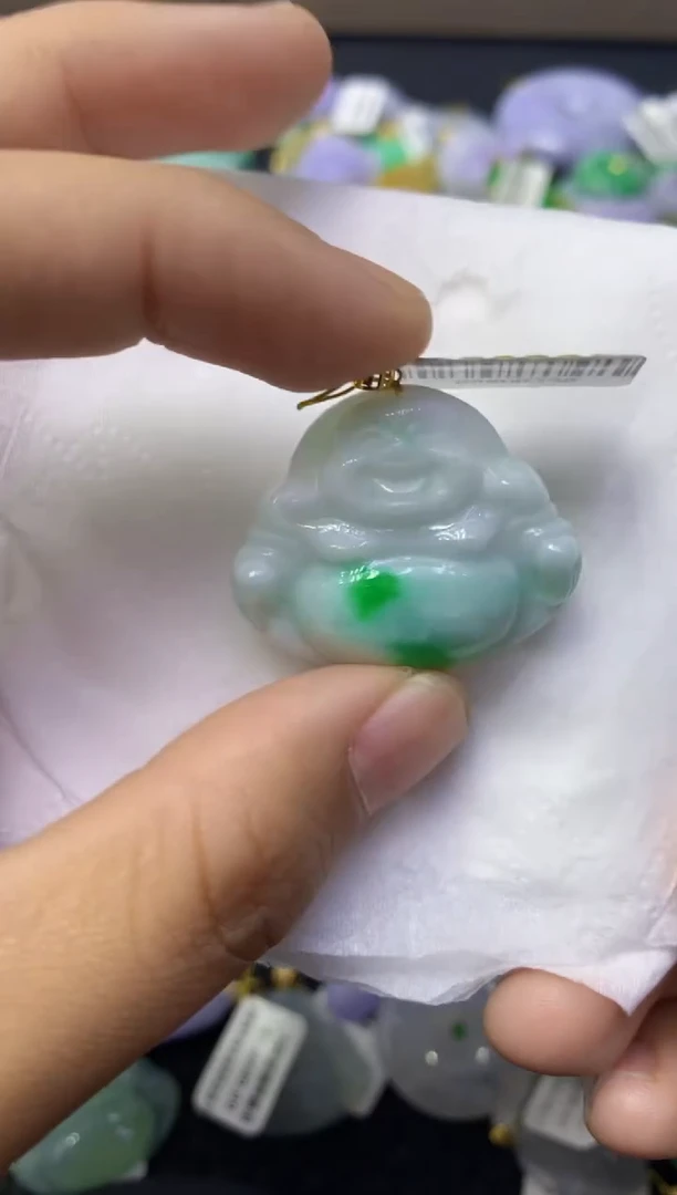 颈饰18K金镶嵌翡翠天然缅甸翡翠A货