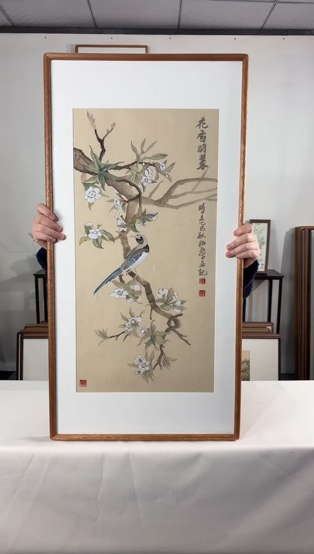 国画手绘*花香羽翠*47*92cm