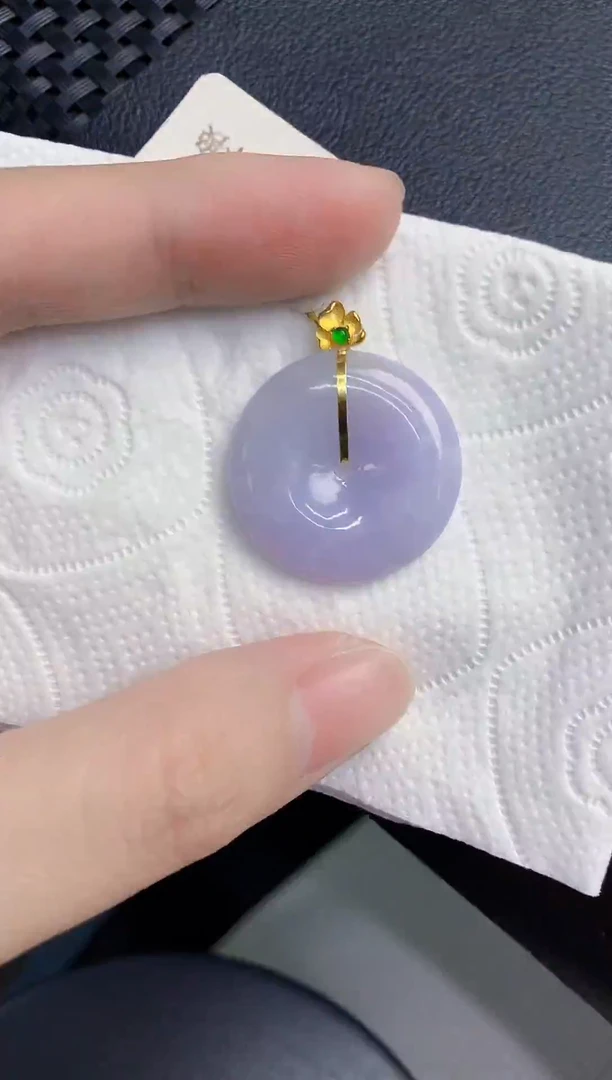 颈饰18K金镶嵌翡翠天然翡翠缅甸A货