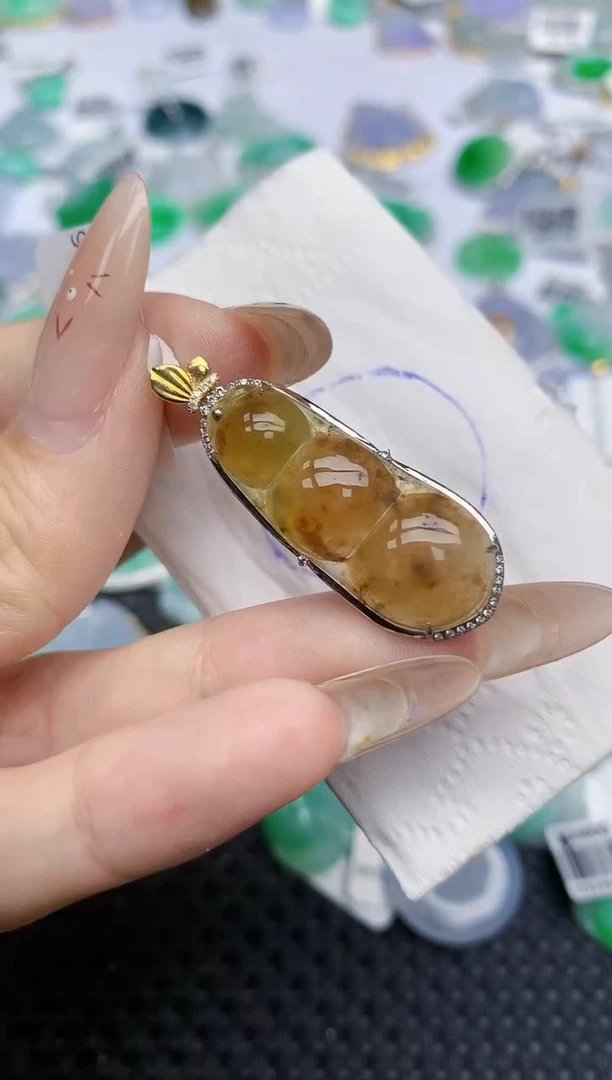 翡翠18K金镶嵌颈饰584   天然翡翠A货