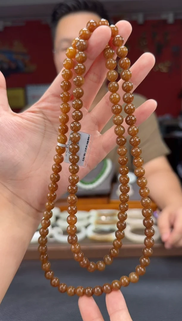 和田玉未镶嵌颈饰且末糖108颗多圈卡8
