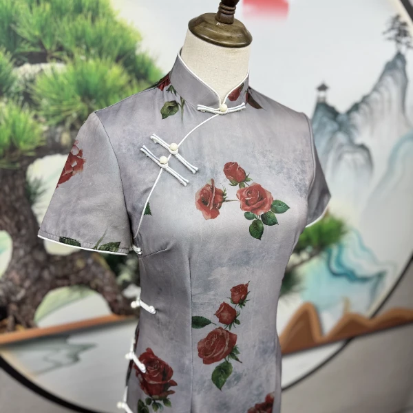 GUXI/故汐中国风旗袍复古优雅气质夏季复古修身提花显瘦