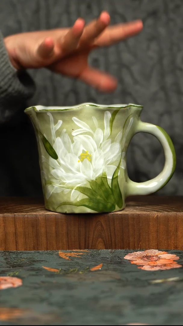 杯釉下彩手工手绘同款陶器