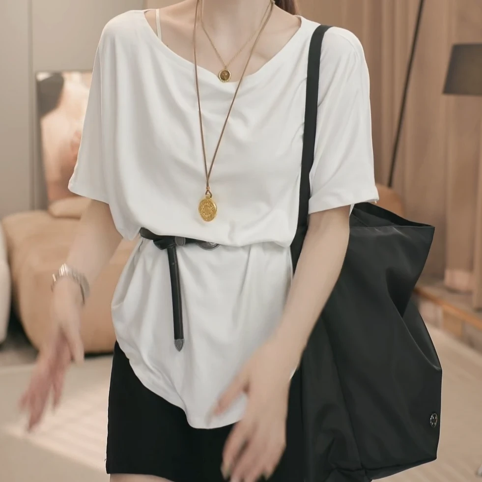 夏季新款宽松百搭ins风宽松型韩版纯色T恤C5709