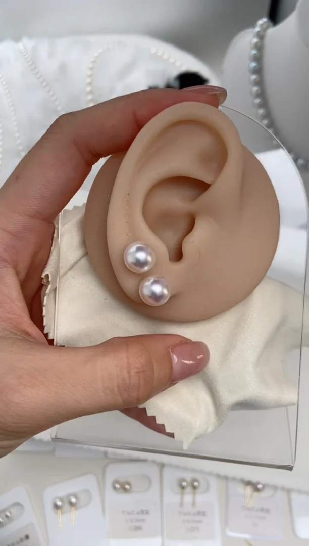 【闪购商品】18K金镶嵌海水珍珠耳钉9-9.5mm耳钉福利