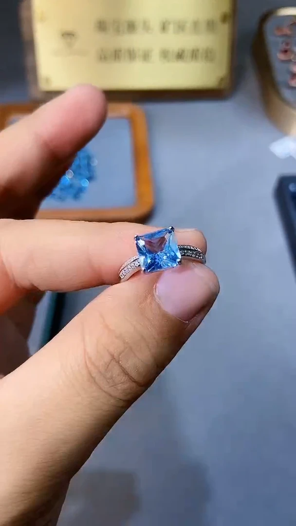 【闪购商品】海蓝宝石戒指银S925镶嵌354