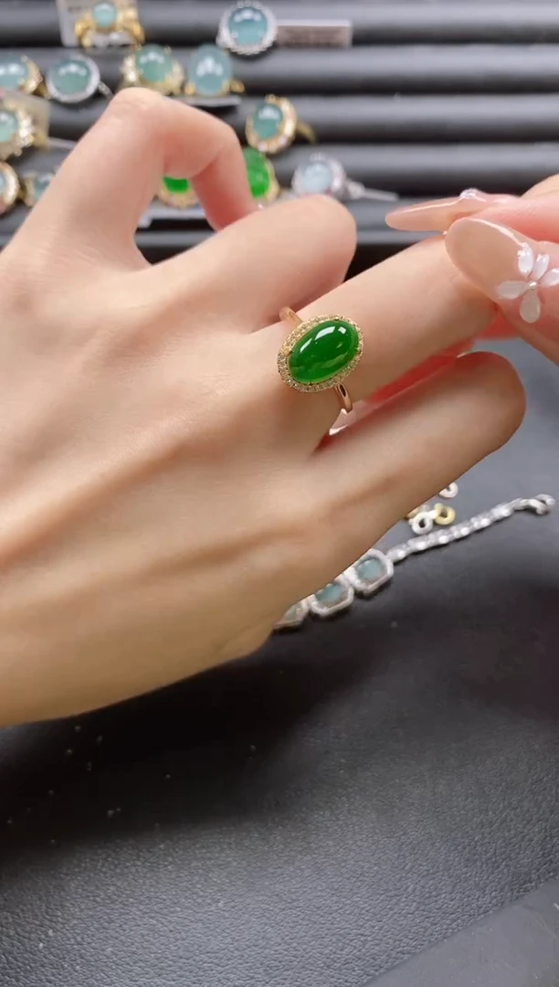 【闪购商品】翡翠戒指银S925镶嵌5111