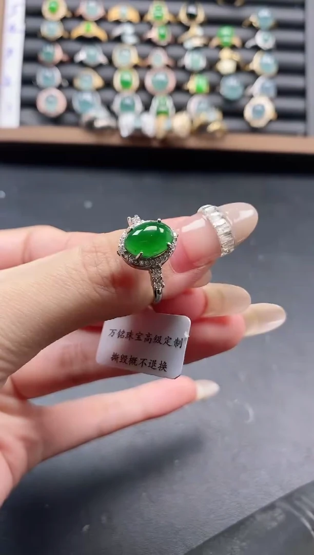银S925镶嵌戒指翡翠51151