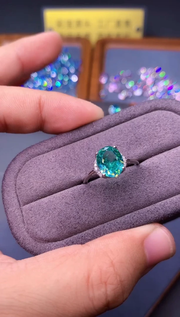 帕拉依巴碧玺戒指银S925镶嵌00000