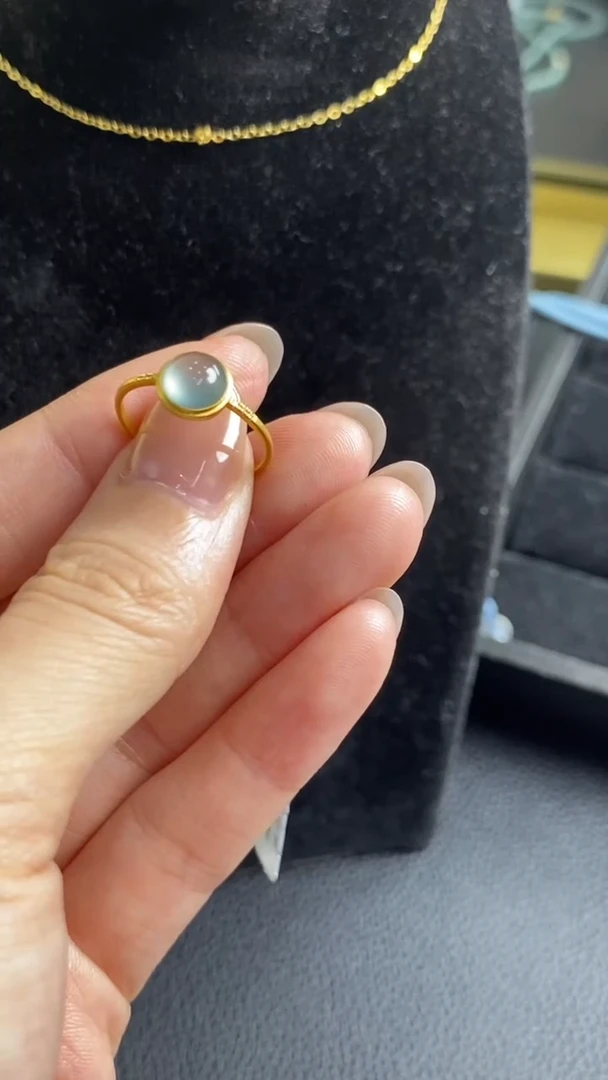 翡翠戒指18K金镶嵌戒指（默认14圈口收到联系客服改）