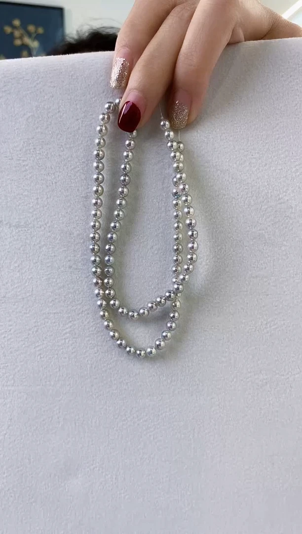 项链未镶嵌海水珍珠4-5真多麻项链