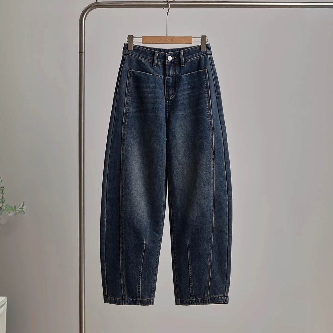 2025新款超好看宽松休闲牛仔裤女春秋萝卜裤老爹哈伦裤显瘦长裤潮