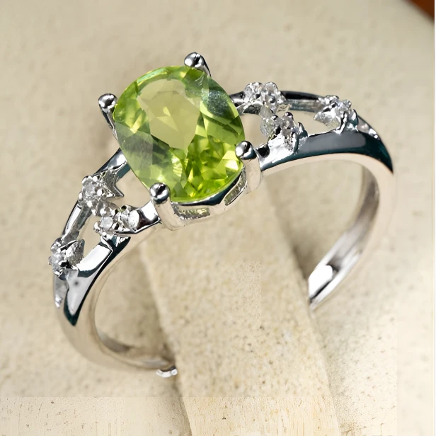 天然橄榄石戒指轻奢设计感星韵系列