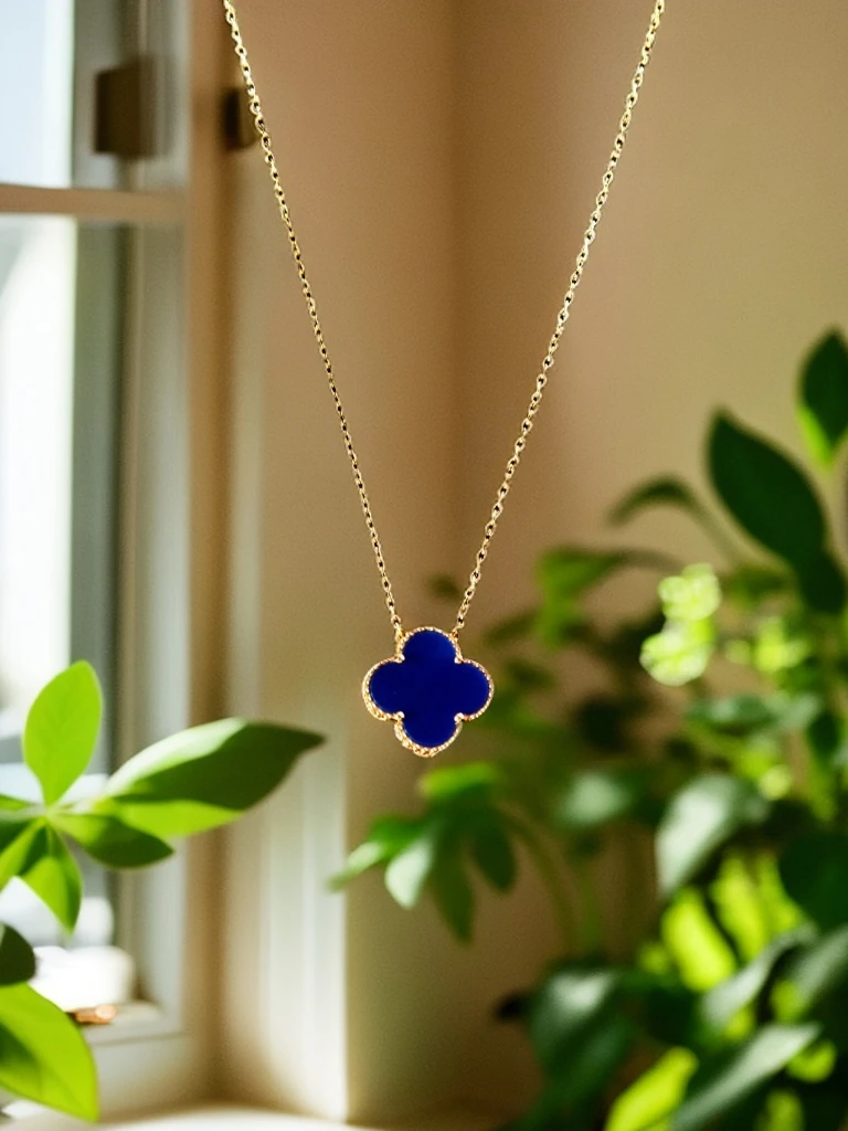 重金单花套链 蓝玛瑙15mm 18k金镶嵌 时尚轻奢小清新