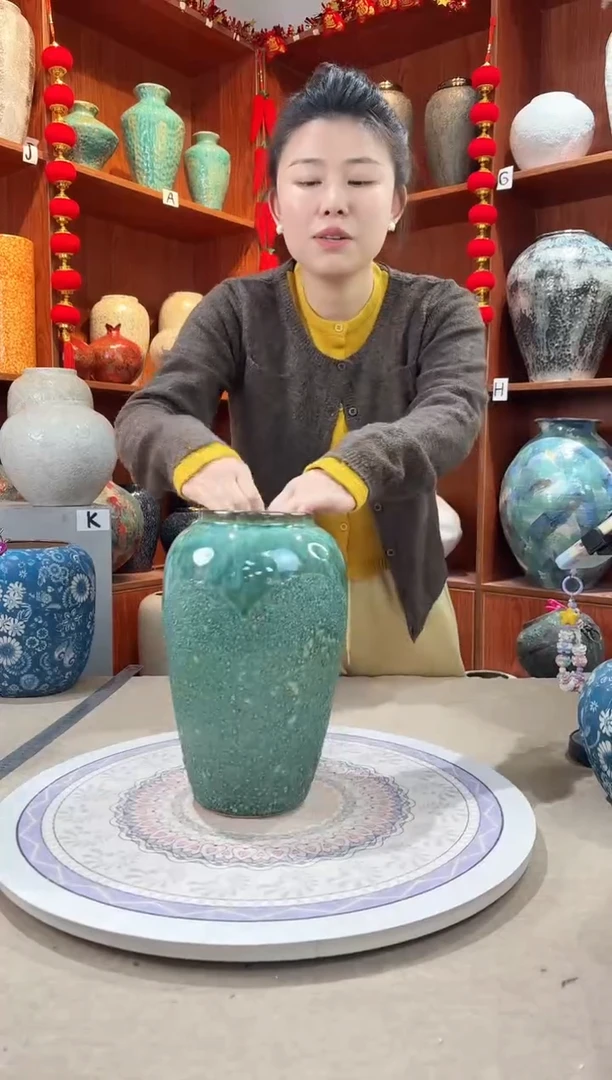 【闪购商品】瓶陶瓷花瓶 无花 绿森林中号