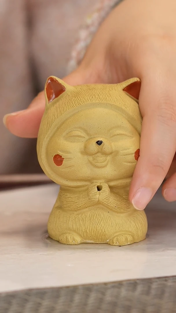 【闪购商品】紫砂茶宠黄金段小猫