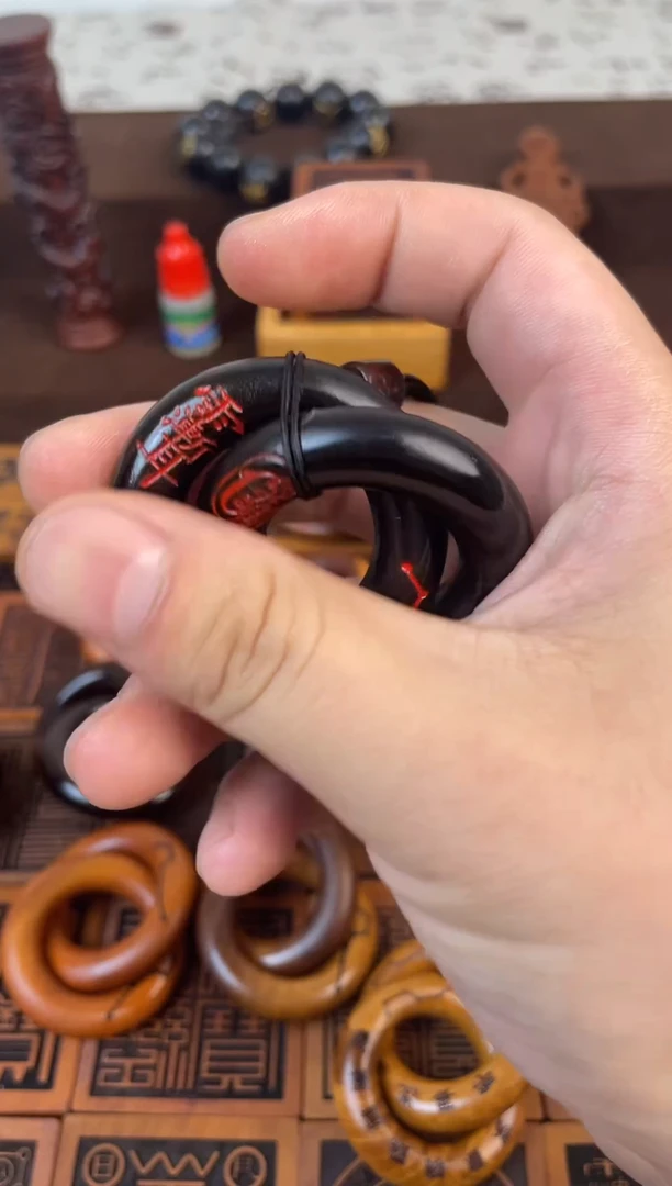 木枣木玉化紫薇金光描砂款小乾坤圈一物一拍