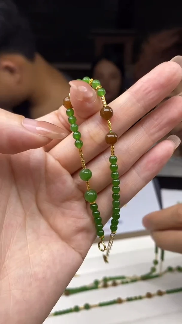 银S925镶嵌手串和田玉多样性发其一-手串-S3037