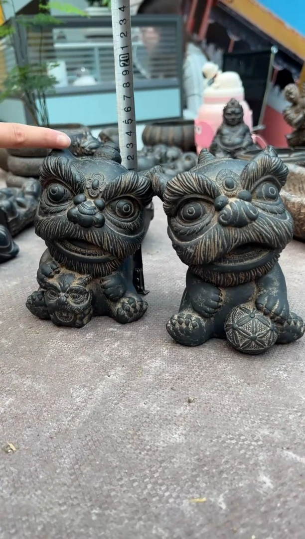 陶土陶土瑞气盈门醒狮一对