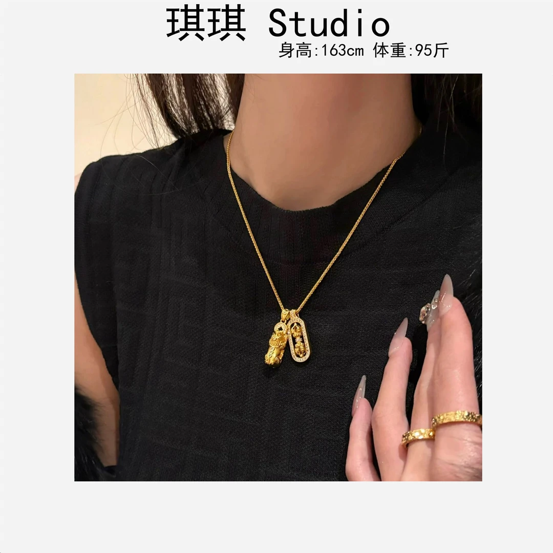 铜合金项链 2025新年款轻奢高级感时来运转貔貅金刚杵可旋转项链L