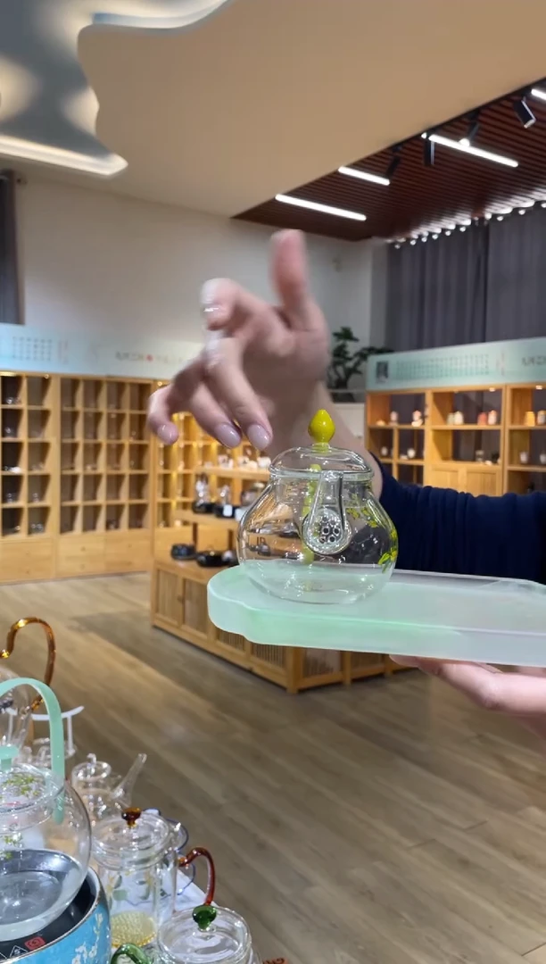 手工艺品玻璃小圆壶桂花柠檬黄