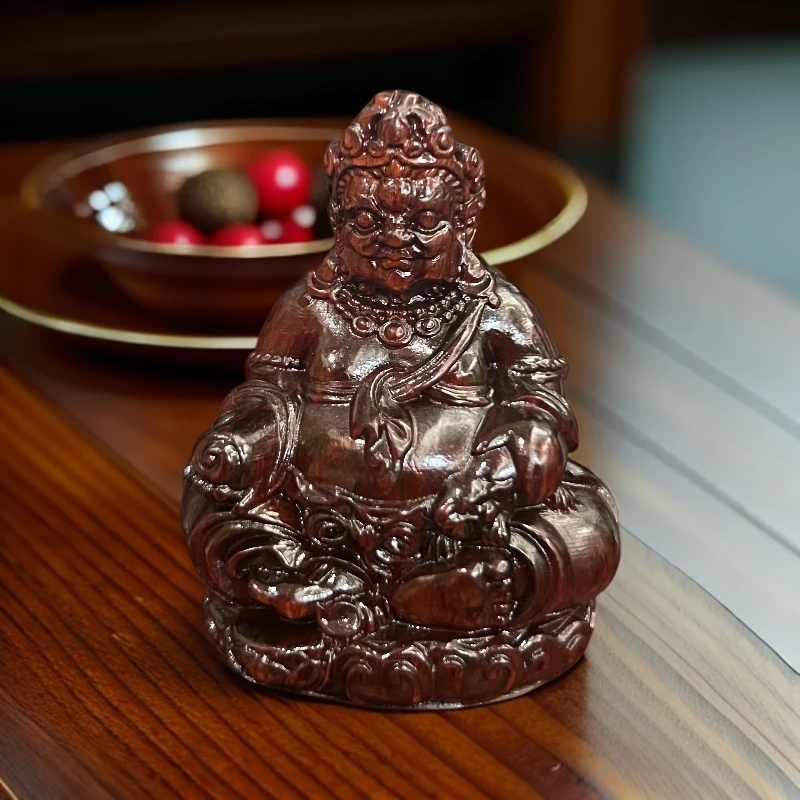 小叶紫檀木雕塑黄财神手把件摆件茶宠茶桌茶台茶盘可养手工小茶玩
