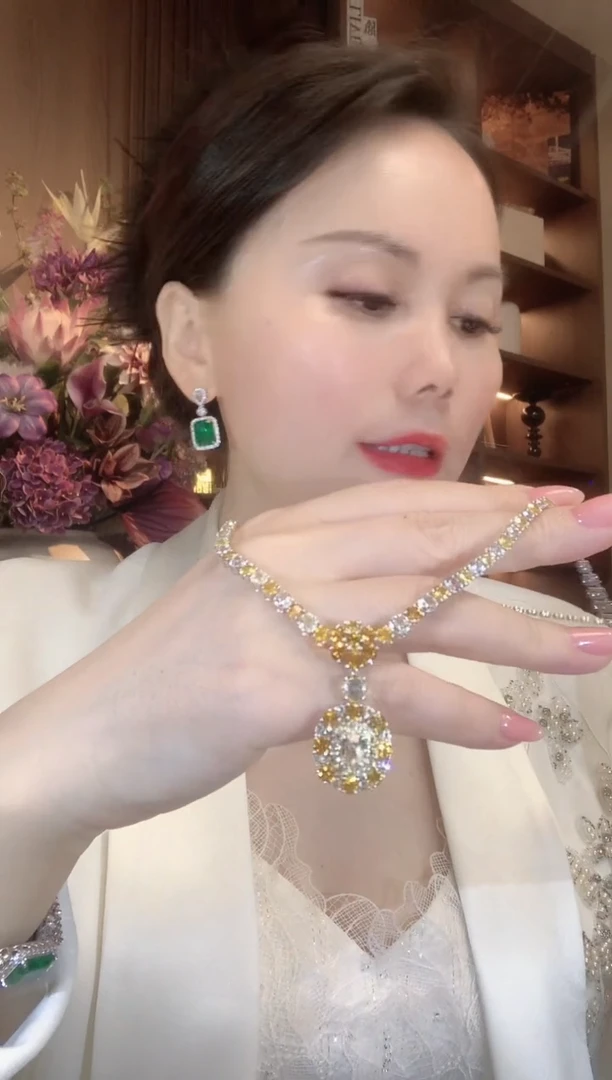 套链彩色蓝宝石18K金镶嵌A90