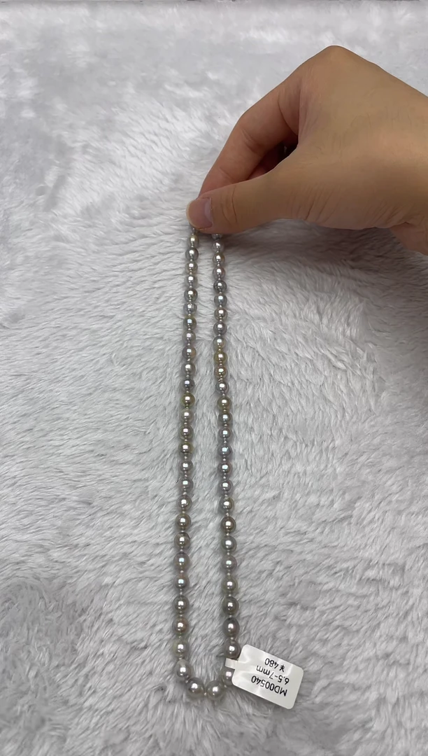 项链银S925镶嵌海水珍珠AK真多麻6.5-7mm