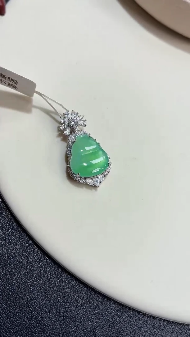 吊坠(不含链)银S925镶嵌翡翠【挽石珠宝】葫芦