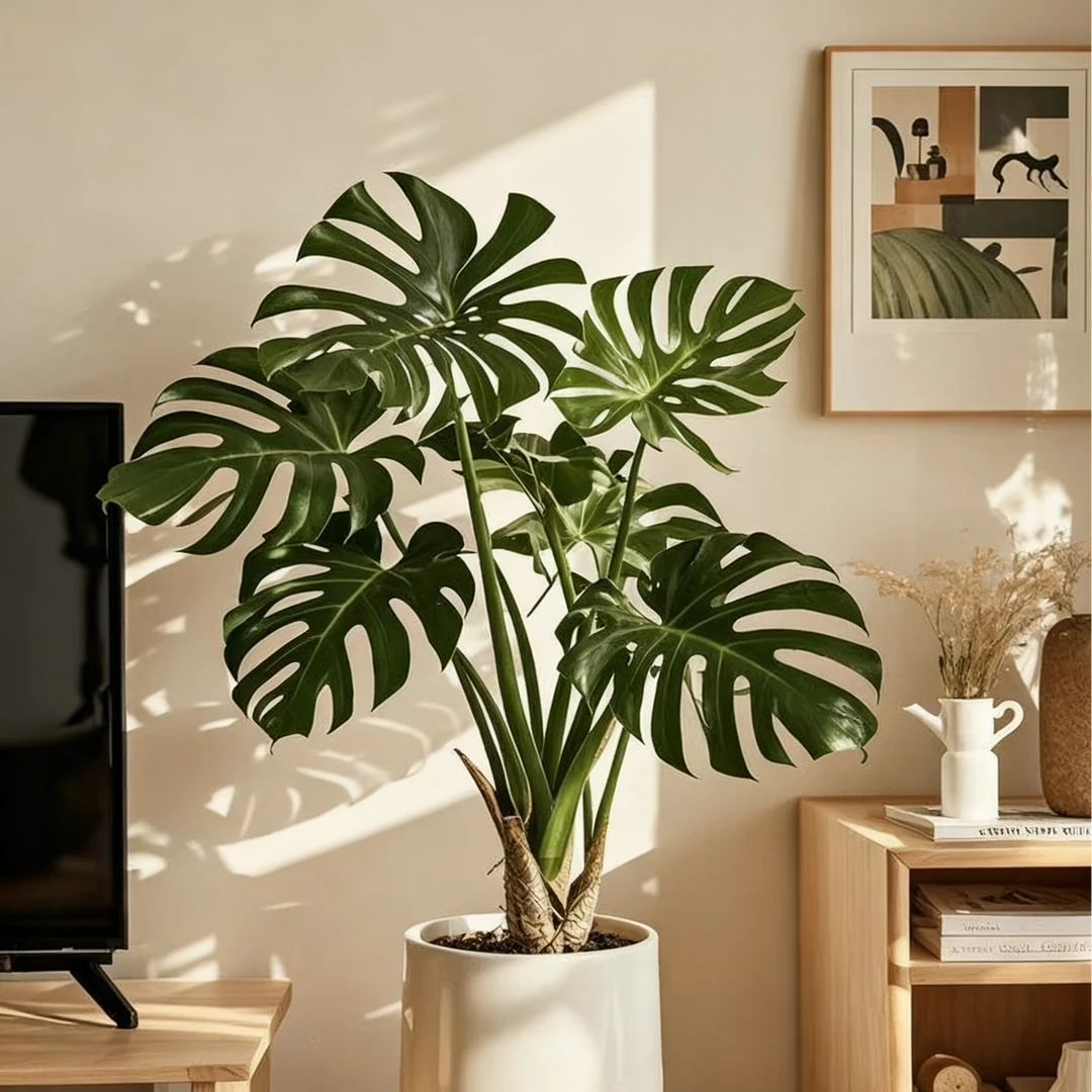 【土培独杆老桩龟背竹4-6叶】耐养耐看绿植盆栽室内吸甲醛北欧风ins