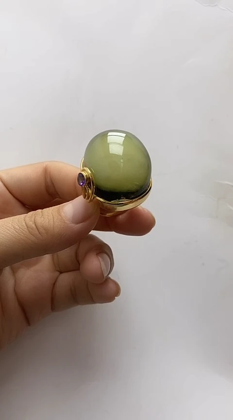 【闪购商品】琥珀裸石银S925镶嵌琥珀戒指