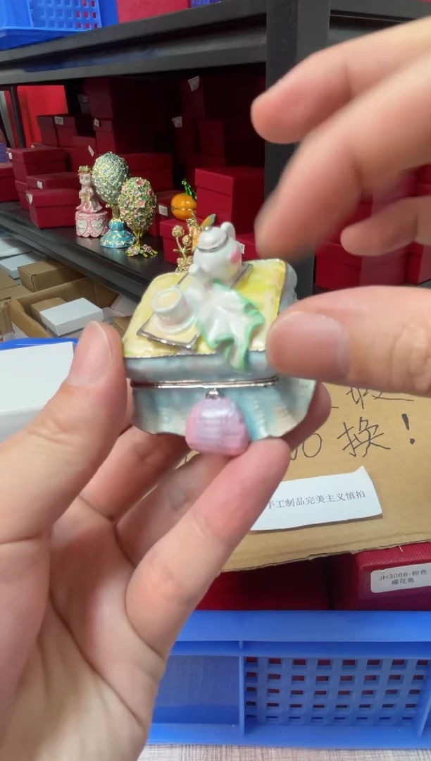 【闪购商品】瓷片年货节福福价格高质珐琅彩合金摆件首饰盒