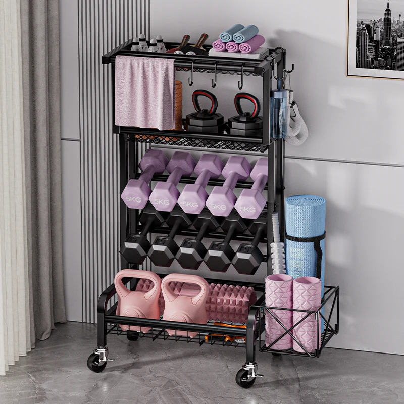 健身运动器材收纳架家用瑜伽垫哑铃整理架学生体育工具器械置物架