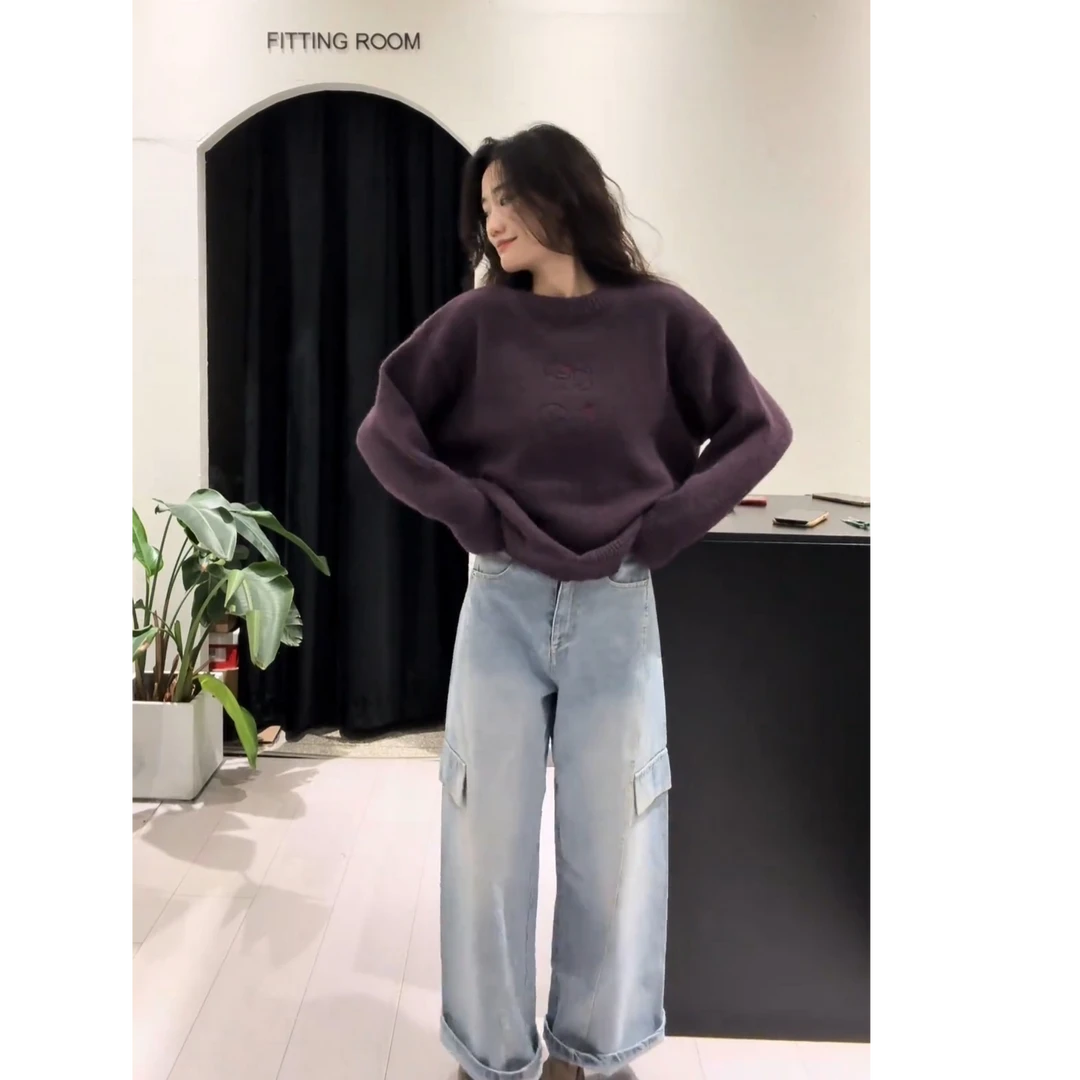 2025秋季新款时尚简约宽松气质休闲慵懒风上衣裤子两件套