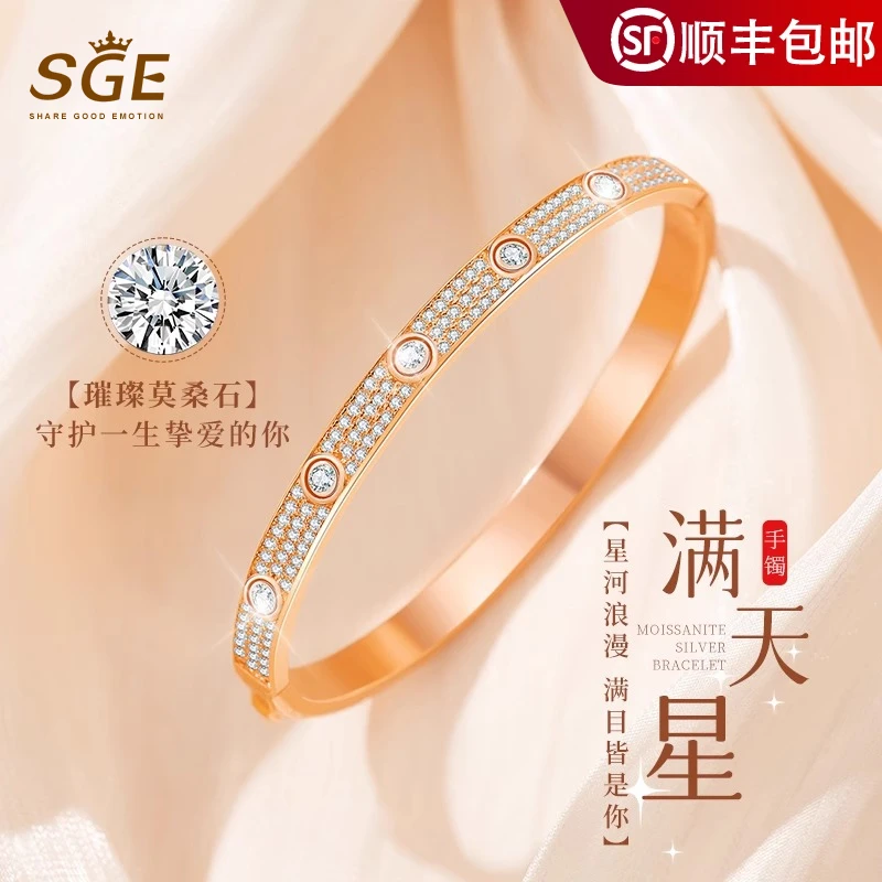 满天星莫桑石钻手镯女款小众高级感纪念日礼物送女朋友