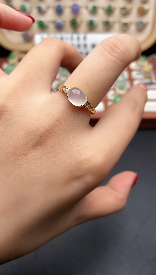 银S925镶嵌戒指翡翠一物一证一礼盒