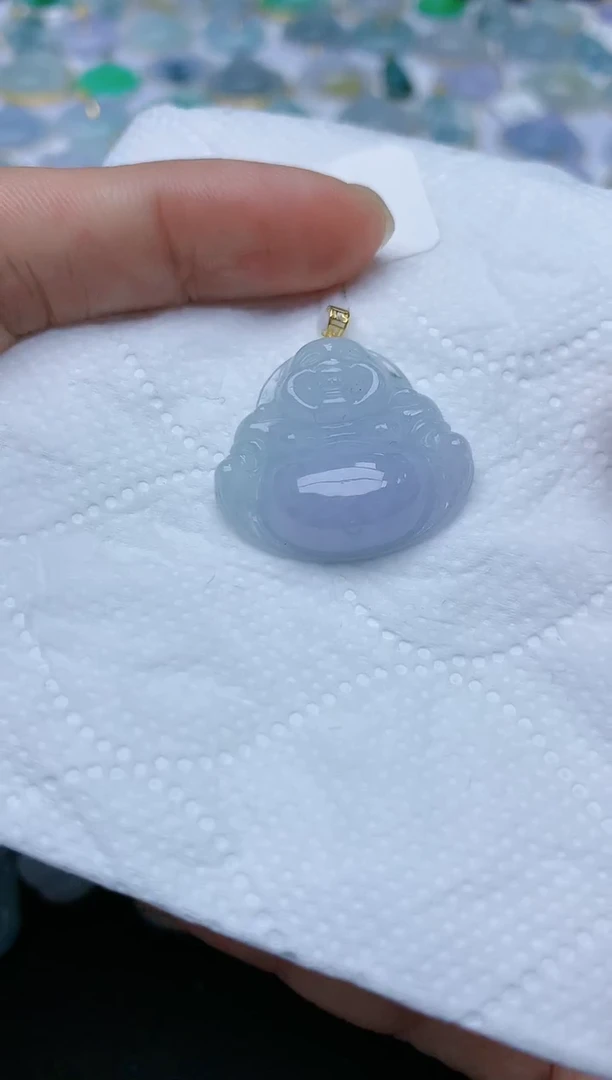 翡翠18K金镶嵌颈饰天然缅甸A货翡翠