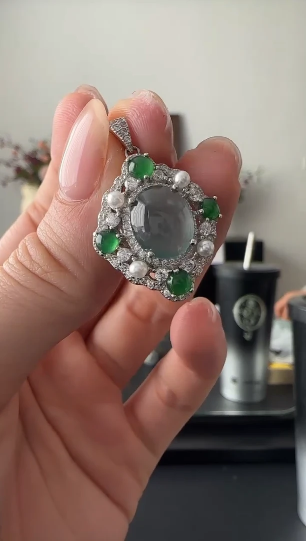 【闪购商品】翡翠吊坠(不含链)银S925镶嵌没有鉴赏期