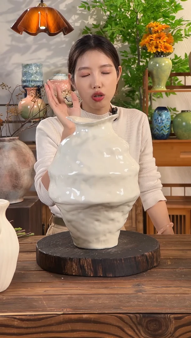 【禅意净版高款new】异形不规则陶瓷花瓶侘寂风客厅插花装饰摆件