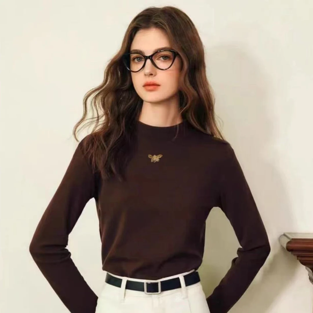 圆领修身针织打底衫-A043