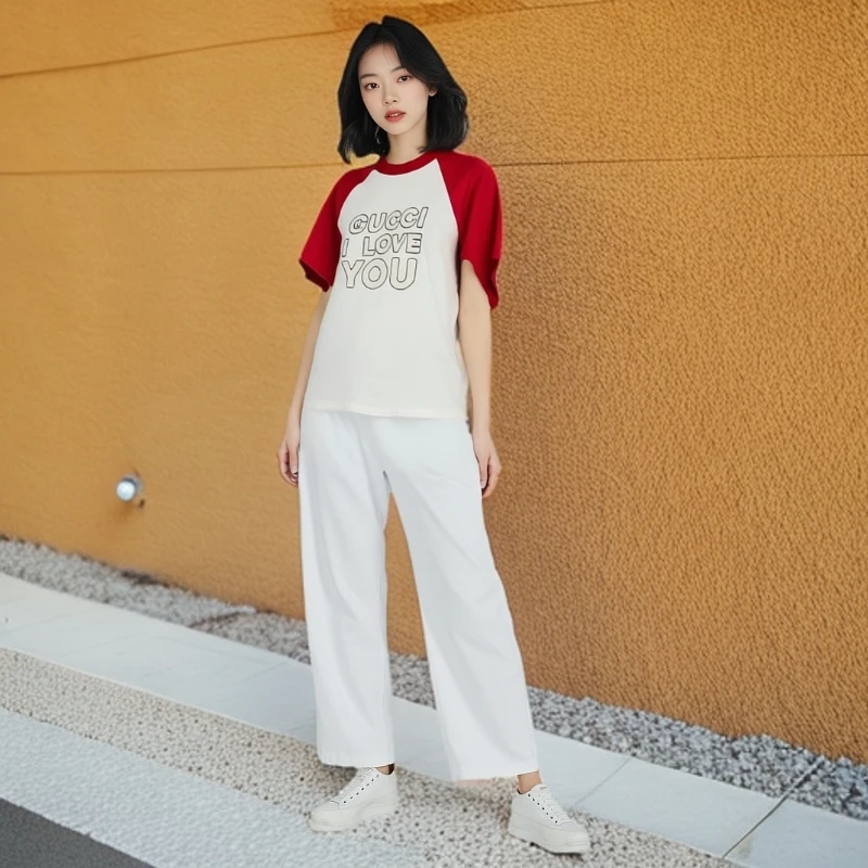 99新 GUCCI/古驰 T恤/情人节系列印花短袖套头/时尚/XS码/0001717