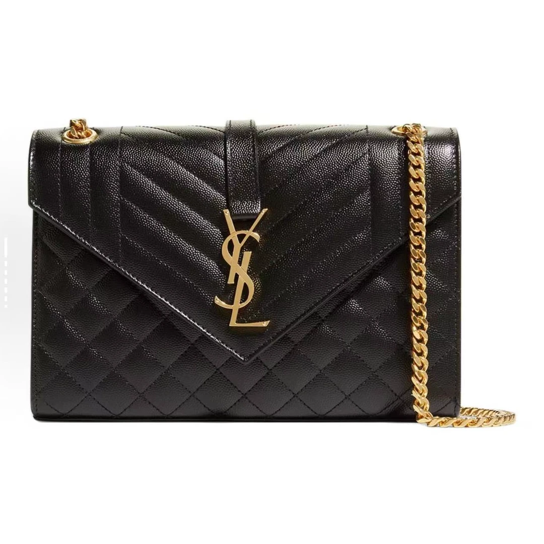 未使用 YSL/圣罗兰 粒面牛皮革新款信封斜挎单肩包小/中号