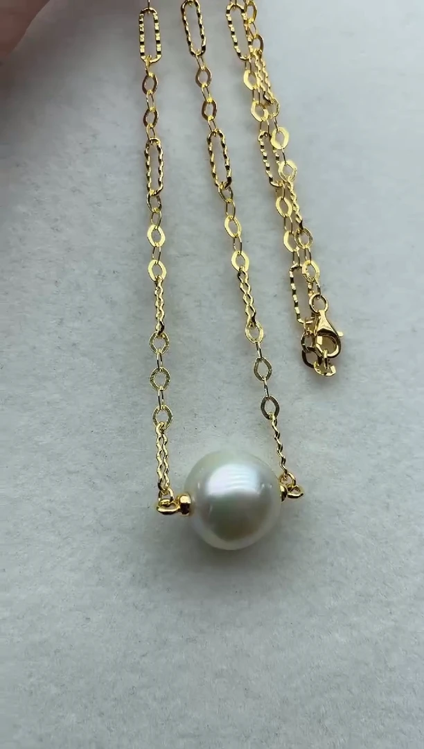 银S925镶嵌海水珍珠套链68