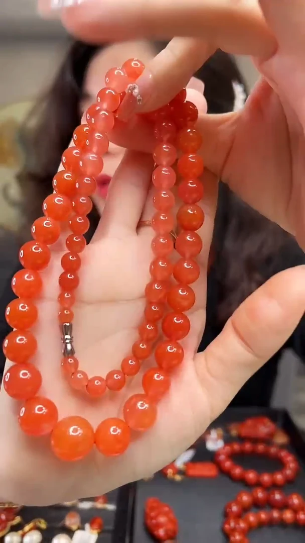 【闪购商品】南红玛瑙项链未镶嵌50cm/14mm/5mm+
