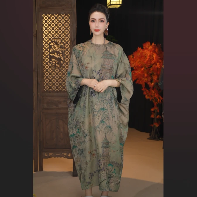 【亭台楼阁】阔太太时髦服装宽松袍子复古中国风新款女装连衣裙