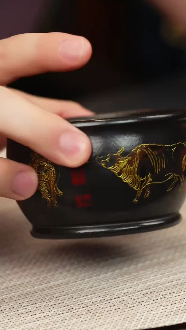 茶壶紫砂石黄五牛主人杯