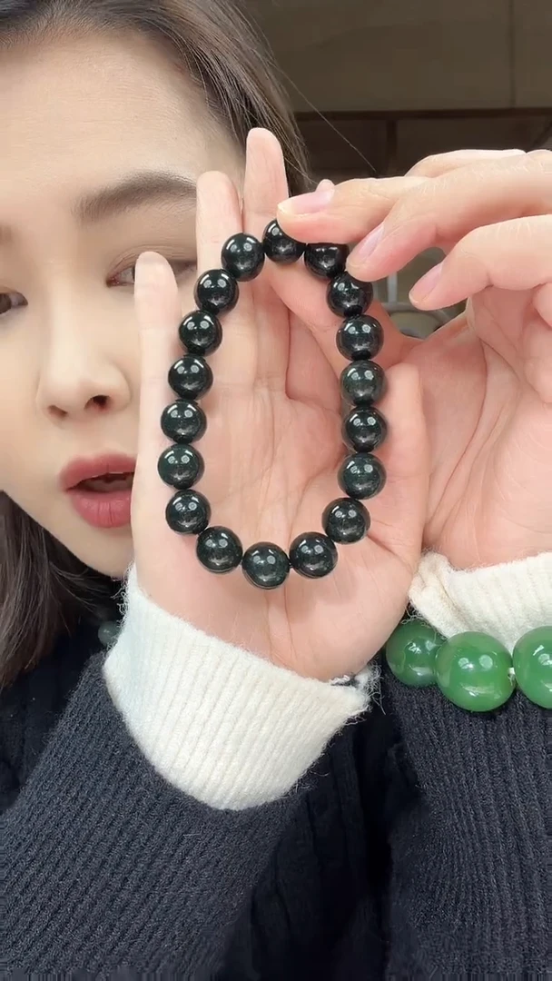 未镶嵌手串和田玉✨***月青玉手串12mm