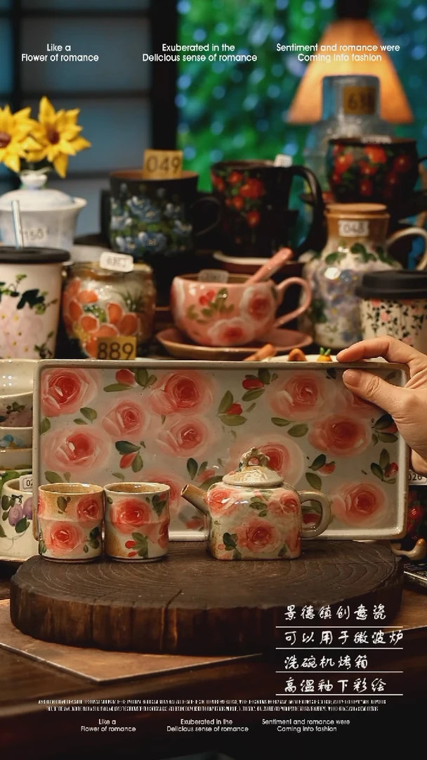 陶瓷景德镇高温釉下彩手工手绘款式