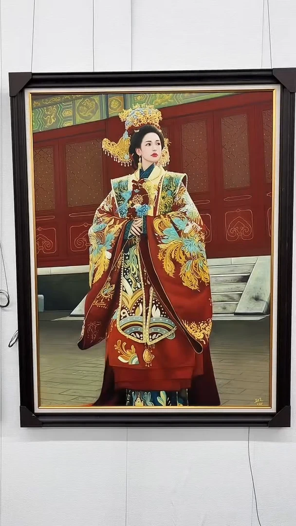 油画吴子逸-90x120-故宫人物-带框